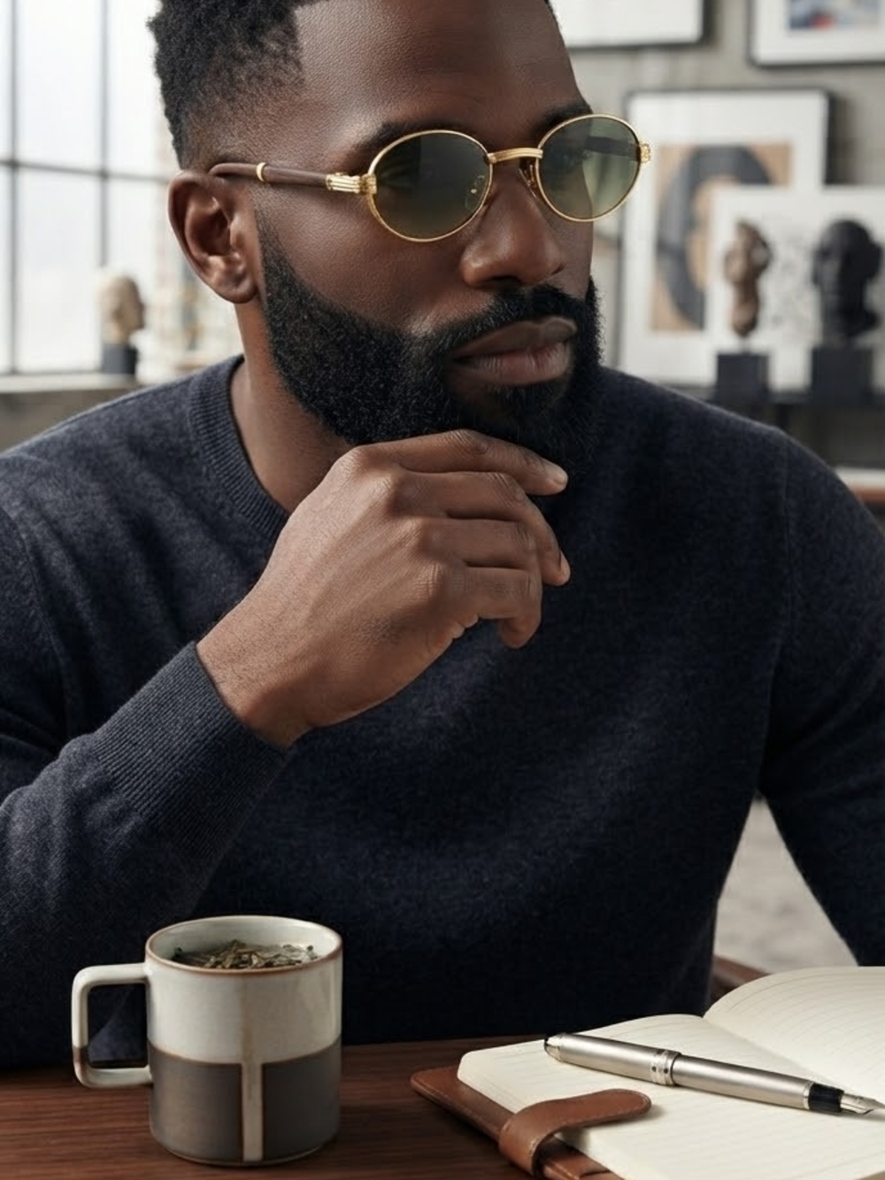 Men Rounded Glasses With Color.